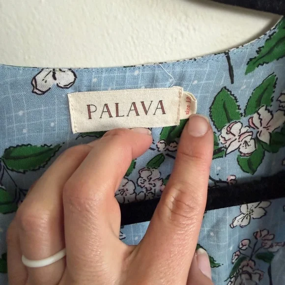 Palava Vintage Blue Rita Apple Floral Blossom Dress plus size 12 - Picture 3 of 8